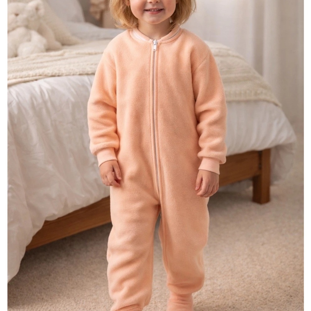 Vintage Toddler Blanket Sleeper Peach One Piece Pajamas Size 4 NIP 1970s